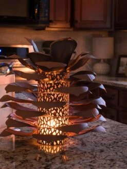 Desert Steel Pine Cone Luminary -Gardeners Supply Company 8599563 03V tif