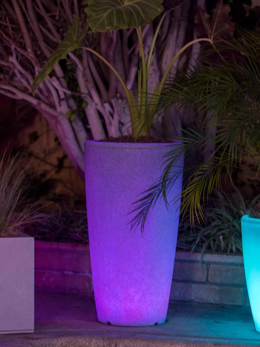 Solar Illuminated Planter Tall Granite, 32" 4 Solar Illuminated Planter Tall Granite, 32" - Image 2