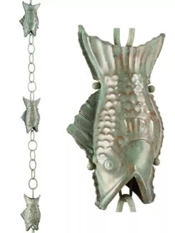 Fish Pure Copper Rain Chain, 8.5' -Gardeners Supply Company 8600209 07V tif