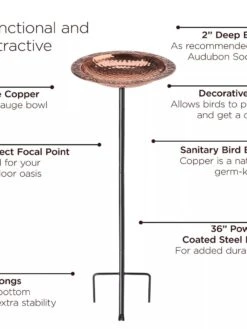 Copper Birdbath With Stake -Gardeners Supply Company 8609876 03V jpg