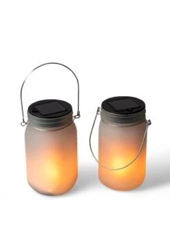 Solar Glass Jar Lantern, Set Of 2 -Gardeners Supply Company 8612012 5856 tif