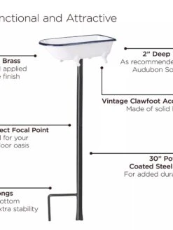 White Enamel Bathtub Birdbath -Gardeners Supply Company 8612266 06V jpeg