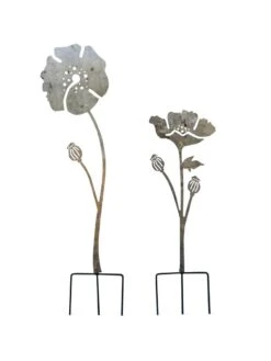 Poppy Garden Stakes Set Of 2 -Gardeners Supply Company 8613140 7822
