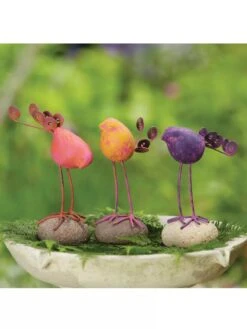 Birds On Stones Set -Gardeners Supply Company 8613371 01V 3 4